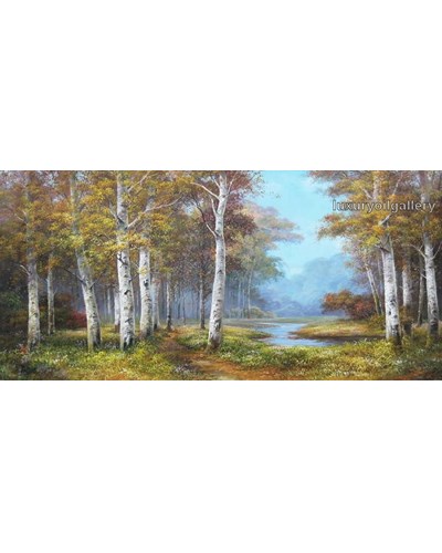 ציור שמן יער פורח ביום אביבי